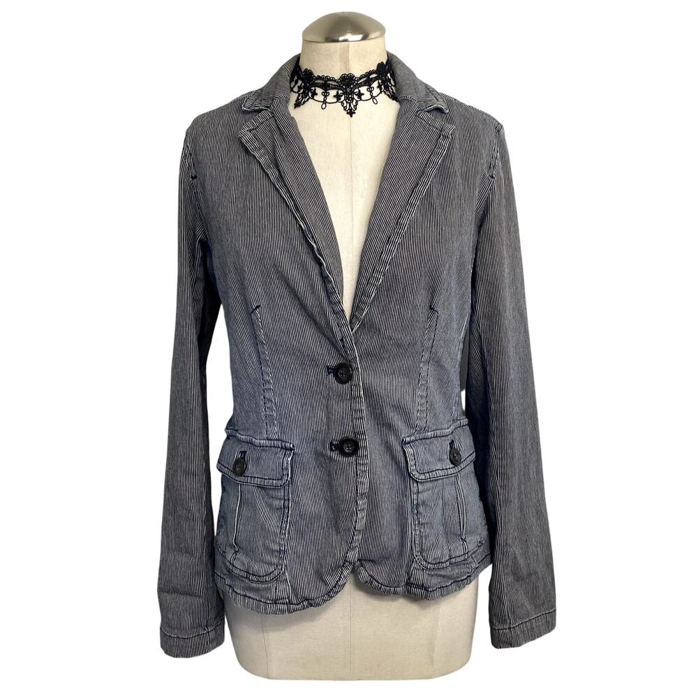 Vtg‎ Y2K Eddie Bauer Pin Stripe Grunge Coquette Goth Rockabilly Women's Blazer M
